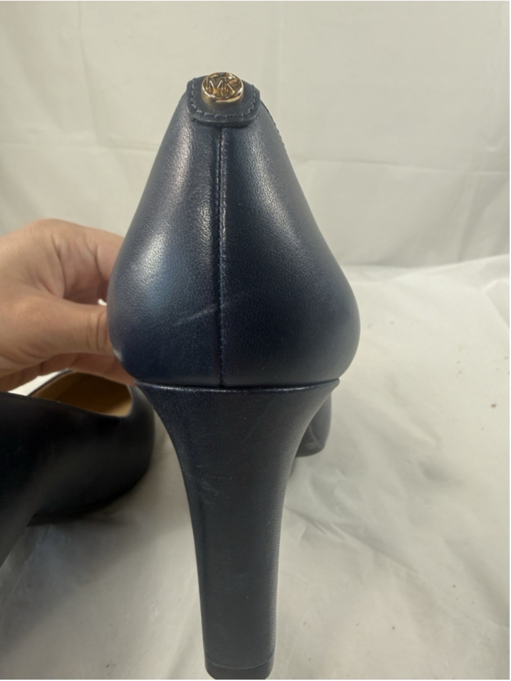 Michael Kors Alina Flex Navy Leather Pointed Toe Pumps Heels Women’s Size 10M - Picture 15 of 16